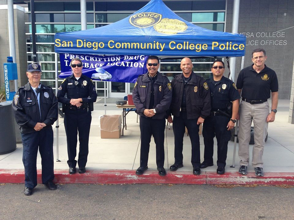 San Diego Community College Police Department officers at the Drug Take Back Day in 2014.
