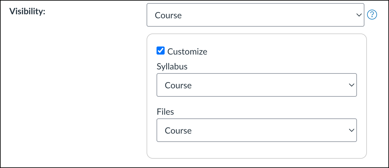 Syllabus Visibility settings