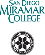 Miramar College name with black district seal below