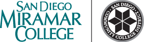 Miramar College name with black district seal to the right