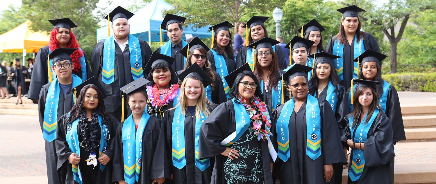 Students in the San Diego Promise program at the 2017 commencement for the San Diego College of Continuing Education.