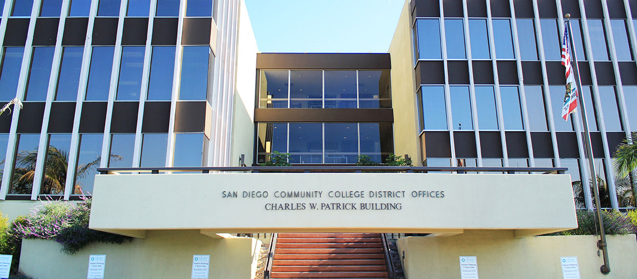 The front of the district office building in Mission Valley