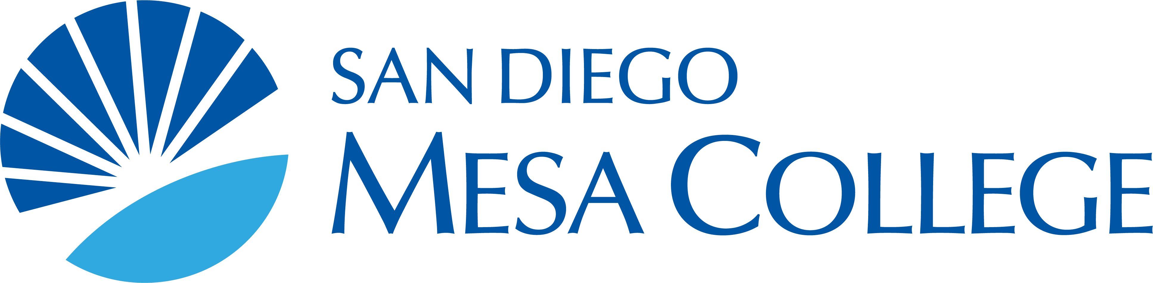 blue and cyan suburst logo next to words san diego mesa college
