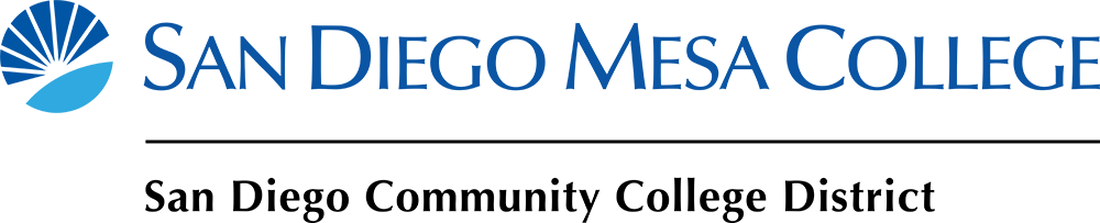 blue and cyan suburst logo next to words san diego mesa college