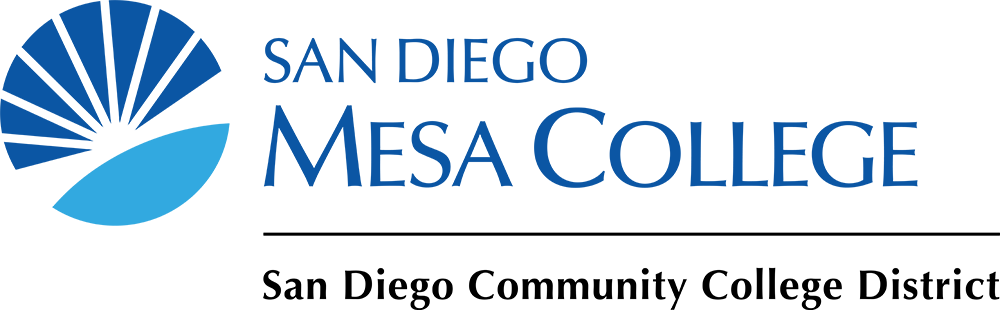 blue and cyan suburst logo next to words san diego mesa college