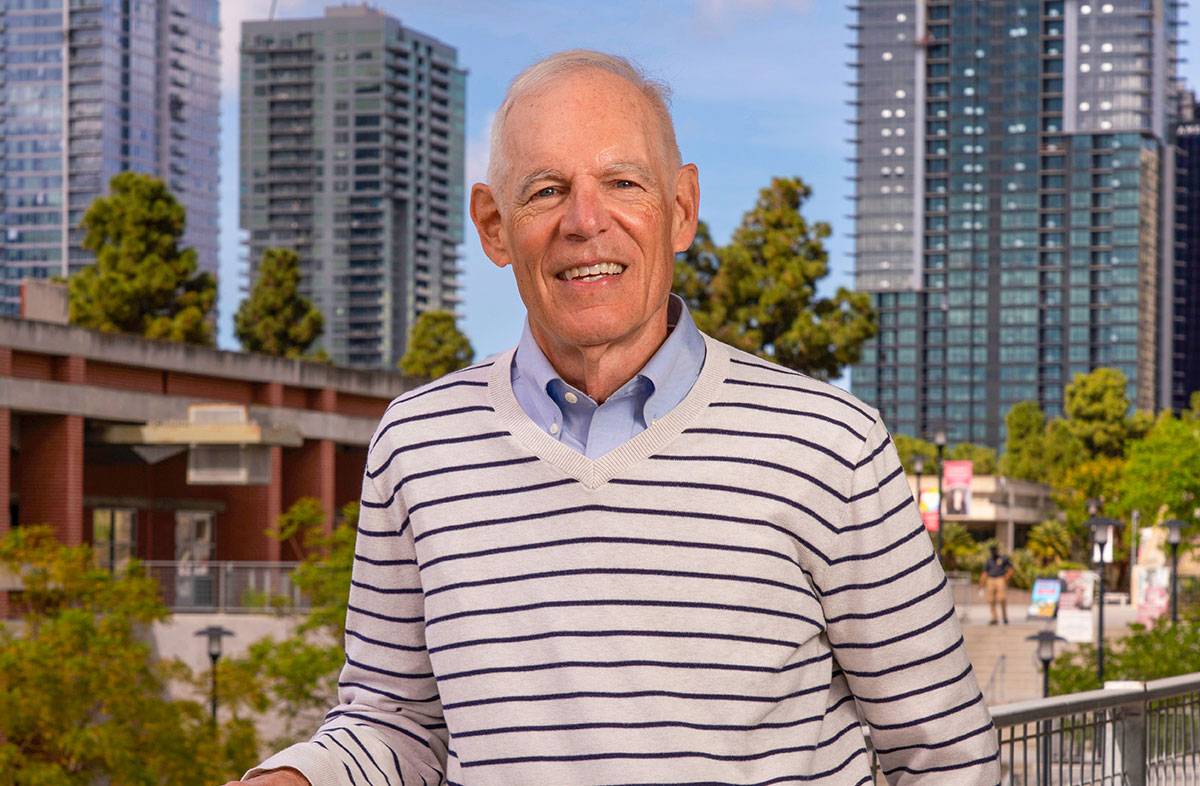 Roger Frey with the San Diego skyline in the background