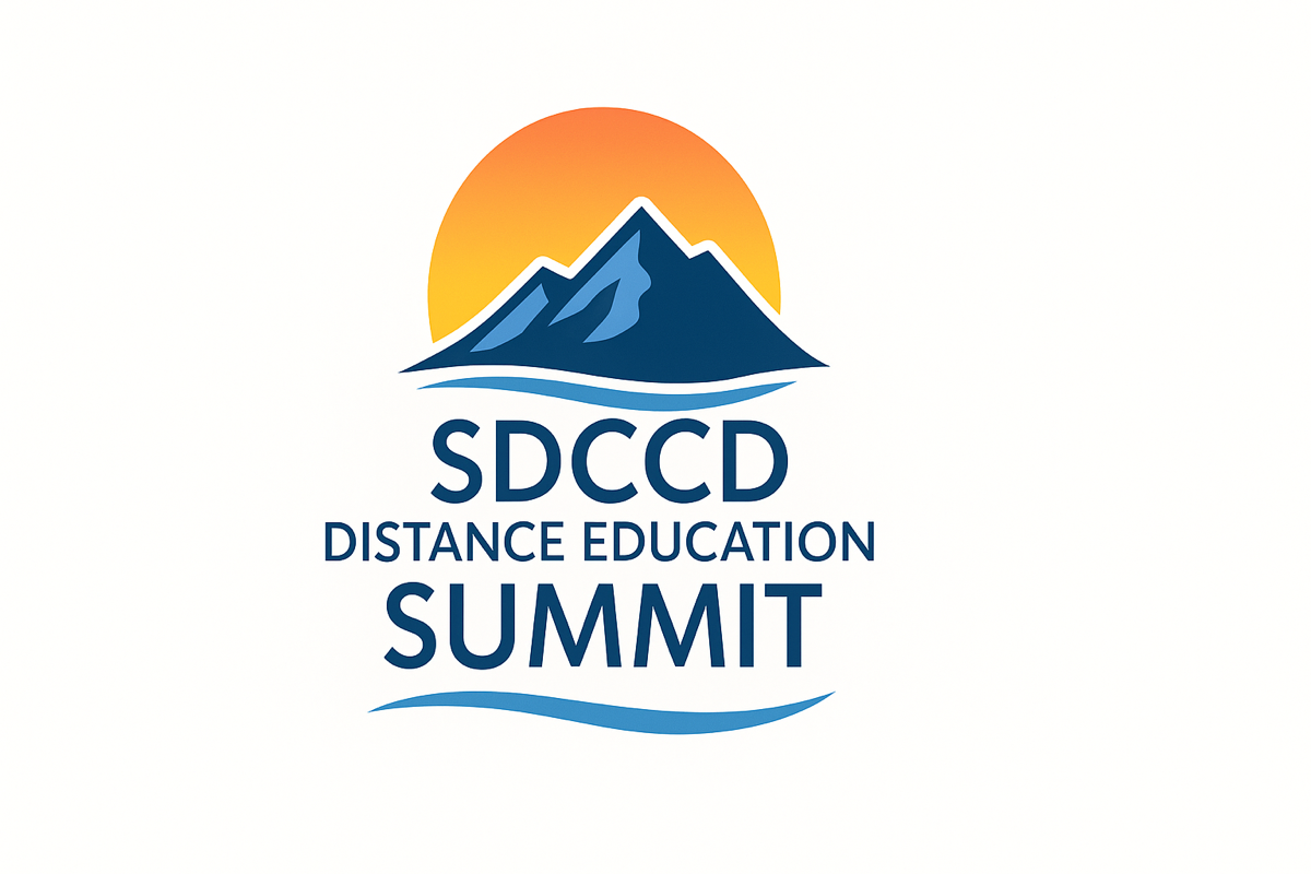 The SDCCD Logo with a mountain for the DE Summit