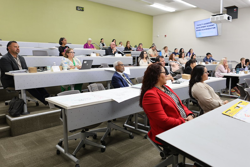 SDCCD faculty sitting in a classroom