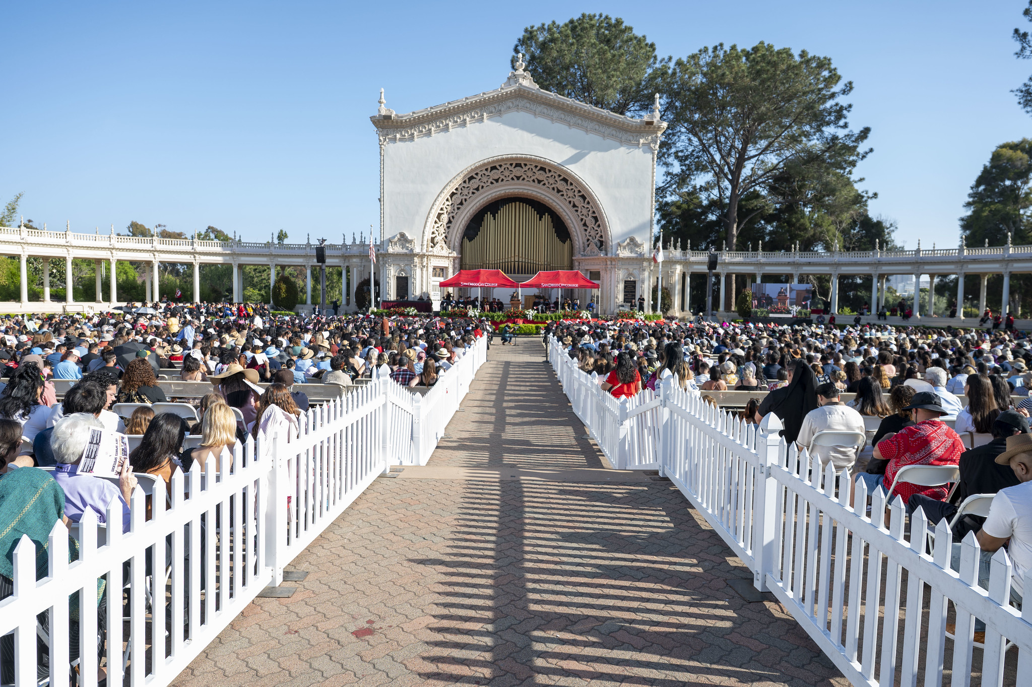 
The audience seated at the Spreckels Organ Pavilion in Balboa Park.
