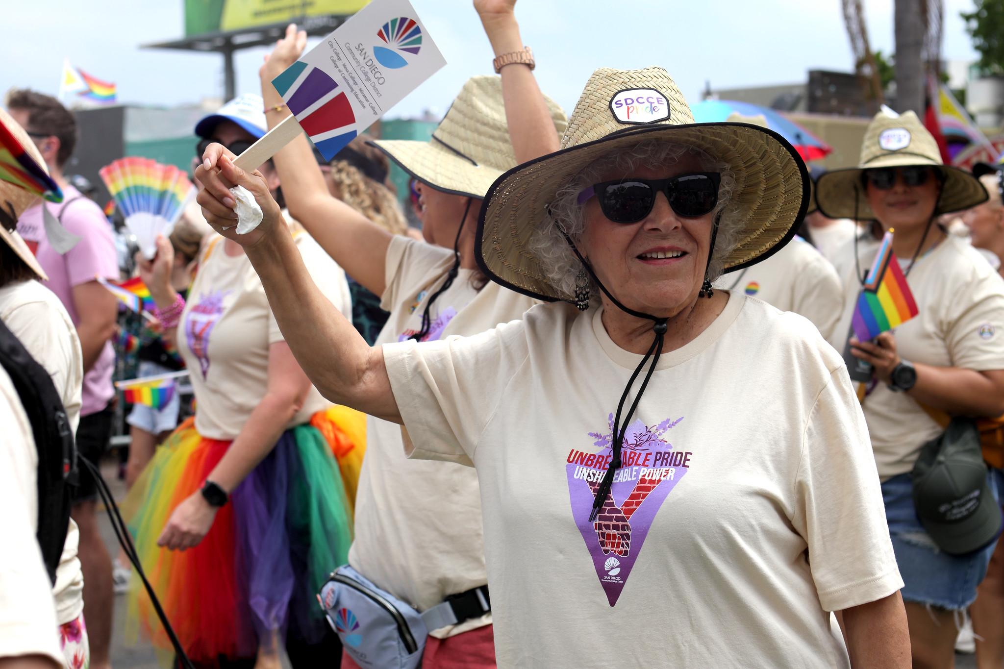 
Trustee Maria Nieto Senour walks in the parade.
