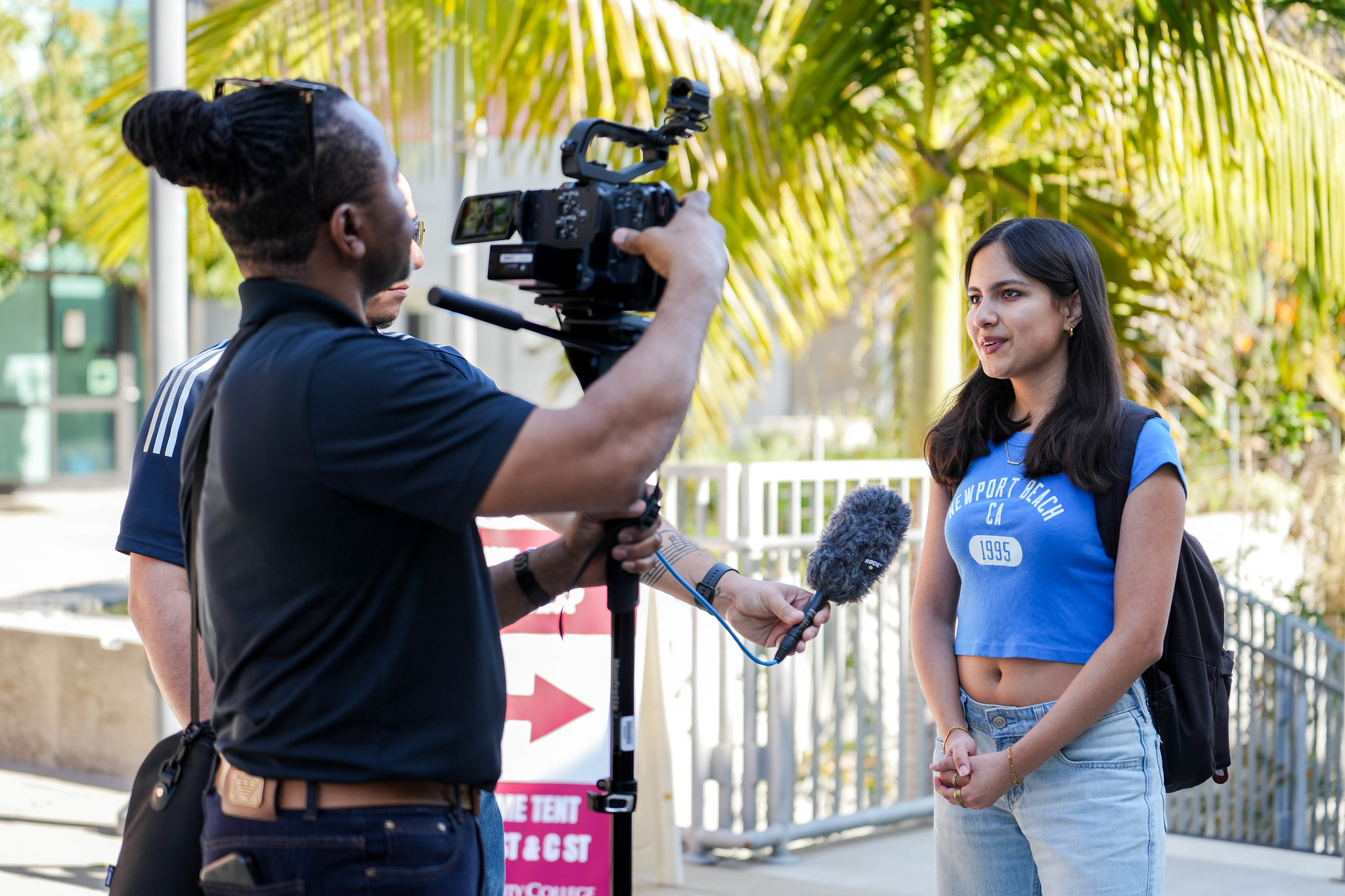 
City College ASU President Celina Martinez is interviewed and filmed for a video.
