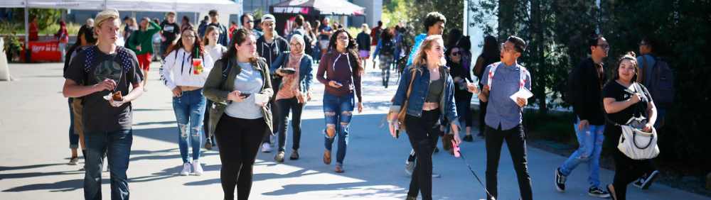 students walking in walkway